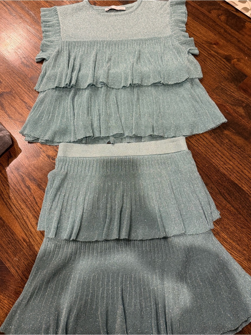 Zara Blue Sparkly Top & Skirt Set